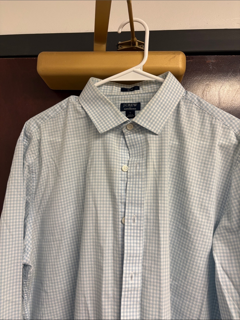 J. Crew Light Blue Gingham Men's Dress Shirt